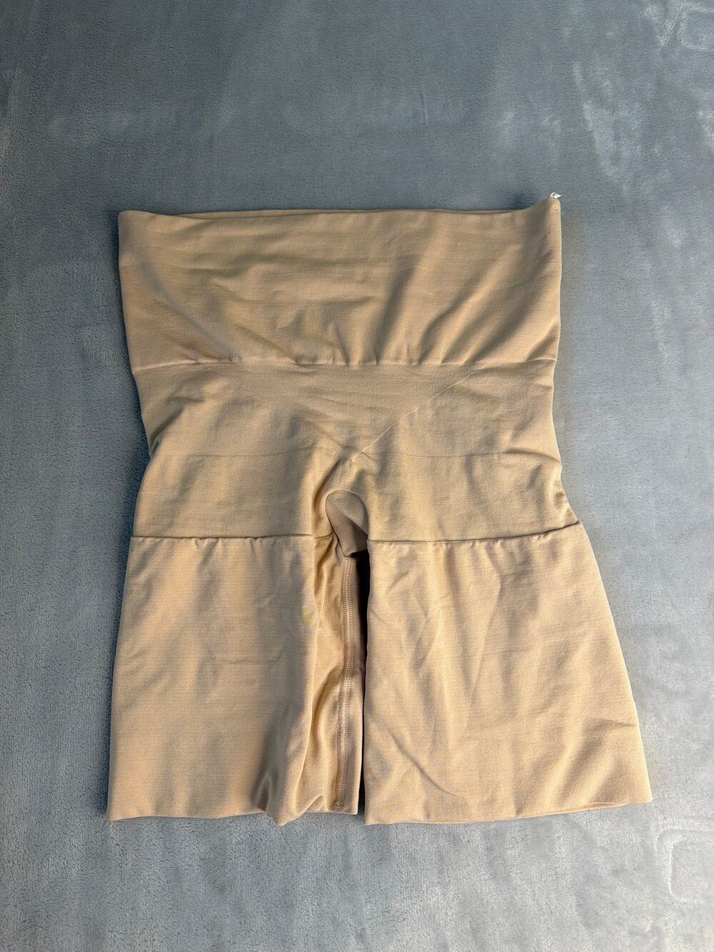 Assets by SPANX Remarkable Results High Waisted Mid Thigh Shaper Shorts Beige 1X